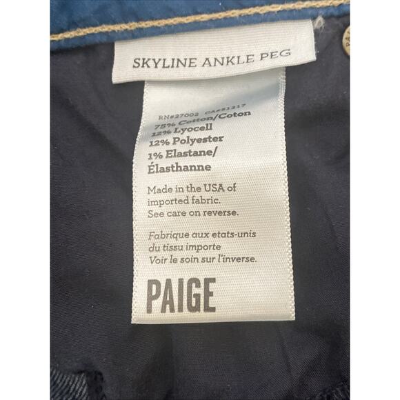 Paige Skyline Ankle Peg Jeans Womens Size 27 Augusta Low Rise Dark Wash Denim - Picture 6 of 8